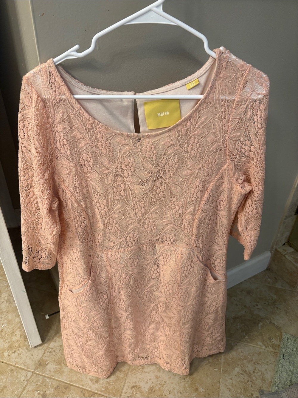 Maeve Pink Lace Scoop-Neck Dress